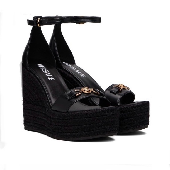 Versace Shoes - NEW VERSACE MEDUSA '95 LEATHER WEDGE SANDALS 120 MM